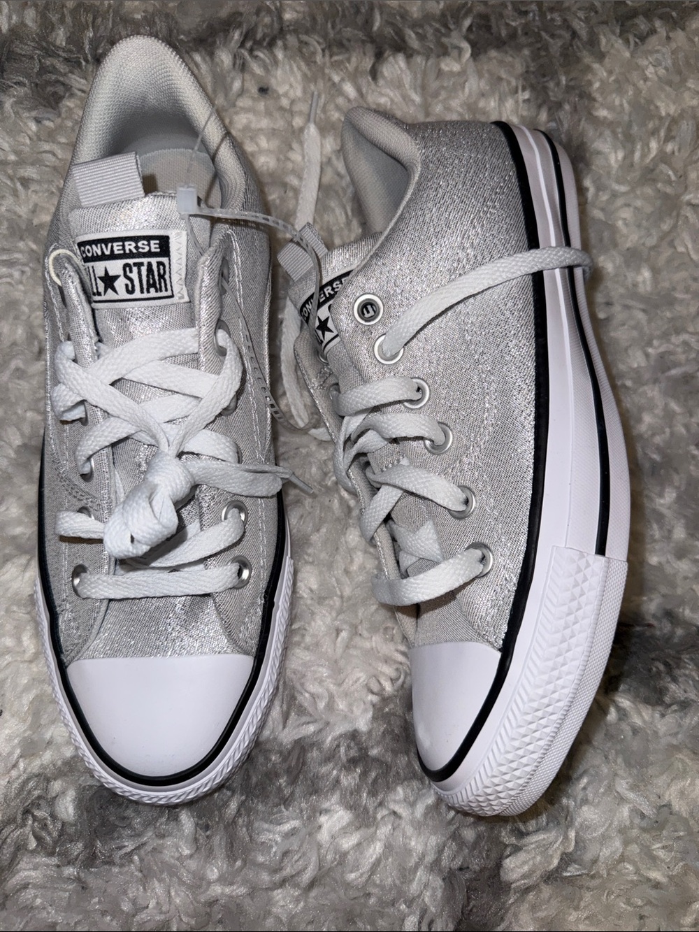 Converse Silver Low-Top Glitter Chuck Taylor Sneakers